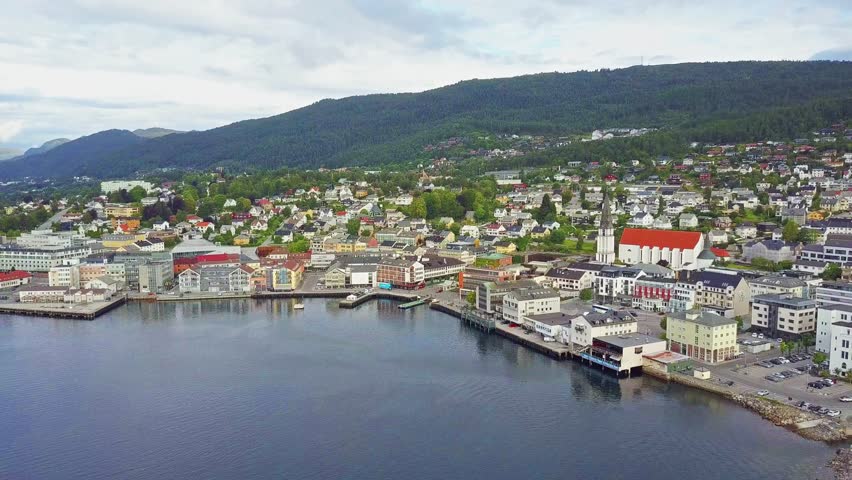Molde aerial panoramic view. Molde is a city and municipality in Romsdal, Norway.