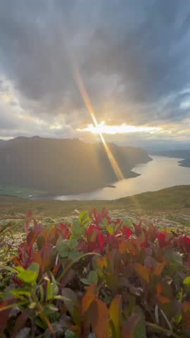 Sunset sky from Vardfjellet, Eresfjord, a sunny afternoon