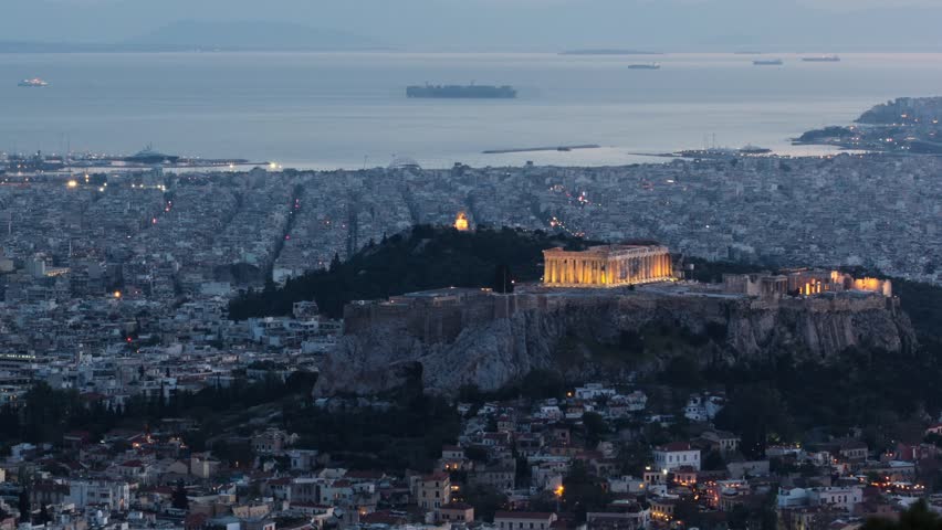 Acropolis of athens sunset timelapse