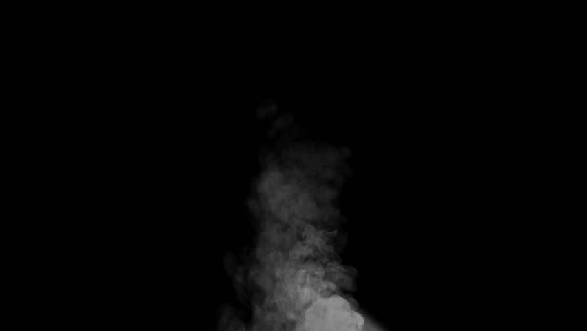 White smoke rising in slow motion with alpha channel. Realistic fume effect isolated on transparent background for compositing, VFX, video editing, motion graphics, overlays, design projects.
