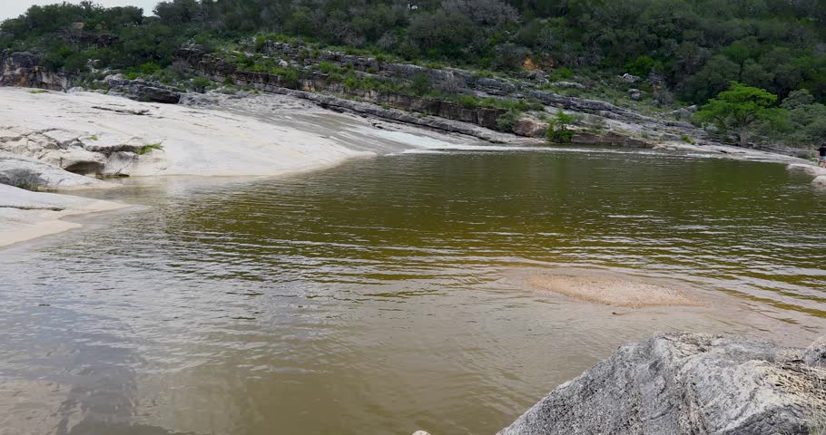 Static video of a pool of water in the Pedernales Falls State Park in Texas