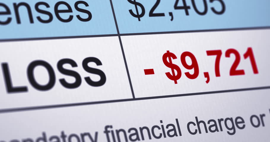 Operating losses counter, changing numbers of loss in financial deficit report with animated data, footage