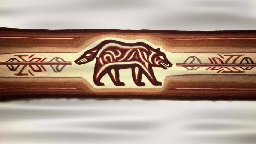 Artistic Bear Motif on Decorative Strip