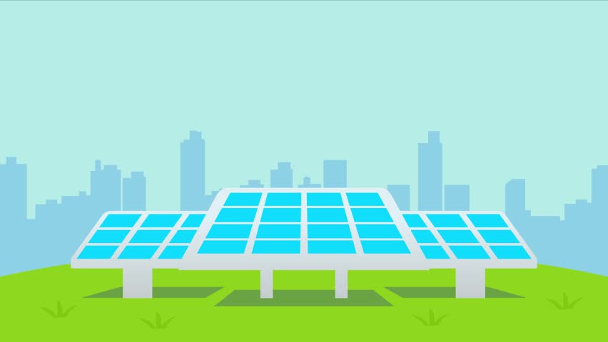 Green Energy Solar Panel Array Electricity Source Illustration, Flat animated graphics 