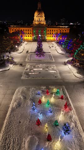 Alberta Legislature building covered in snow during Christmas break. Edmonton