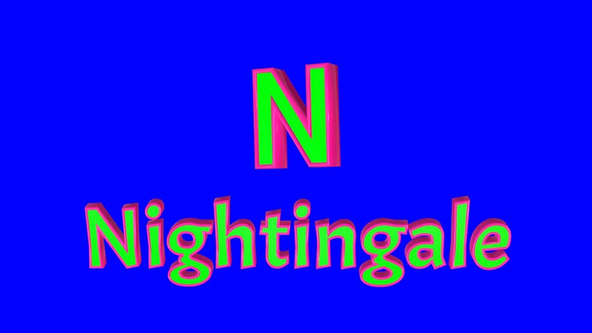 3D letter N and Nightingale floating on a bright blue background