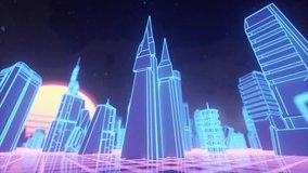 Futuristic Neon Cityscape With Abstract Skyscrapers and Synthwave Sun Background - Powered by Shutterstock - Get 15% off with code: PIKWIZARD15