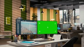 Wind turbine CAD design software on green screen computer used for sustainable energy research in engineering office. Software interface on chroma key PC with digital modeling of wind energy generator - Powered by Shutterstock - Get 15% off with code: PIKWIZARD15