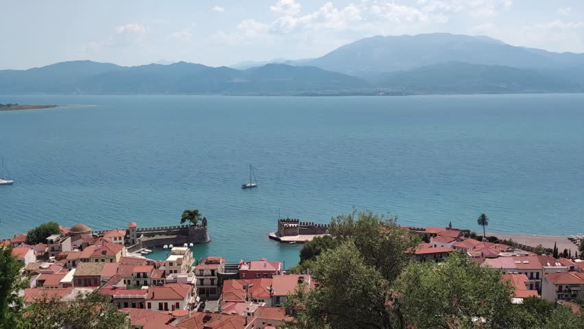 Port of Nafpaktos in Greece from the top.