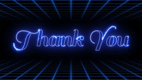 Thank You Neon Outro Animation, Glowing Blue Text on Retro Futuristic Grid - Powered by Shutterstock - Get 15% off with code: PIKWIZARD15