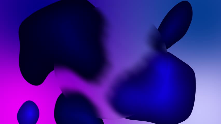 Abstract Animation of Dark Organic Blob Shapes Moving Past a Frosted Glass Panel with a Vibrant Purple and Blue Gradient Background