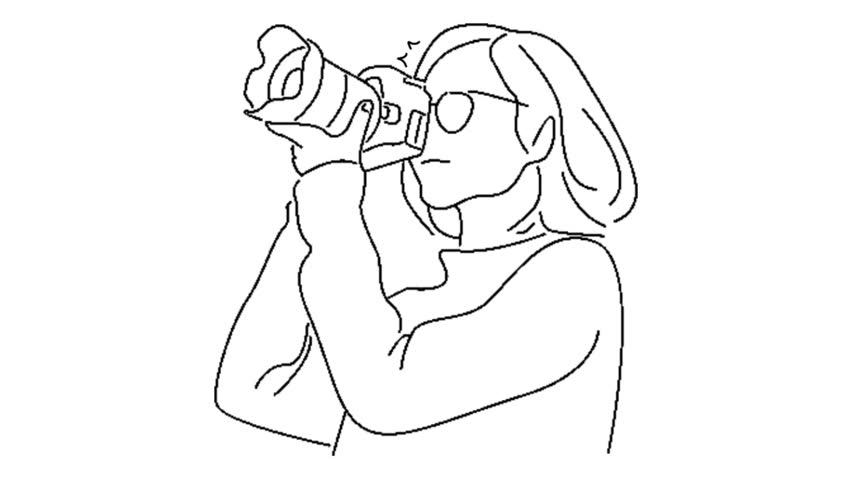 line art animation of photographer