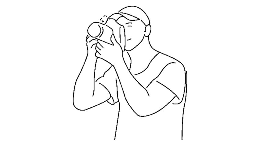 line art animation of photographer