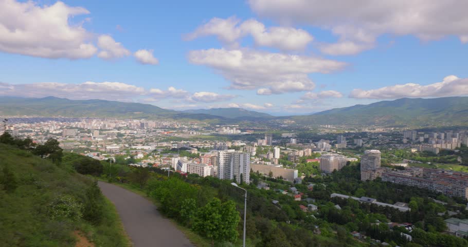 Scenic views overlooking Tbilisi from the Chronicles of Georgia monument on Keeni Hill, Georgia