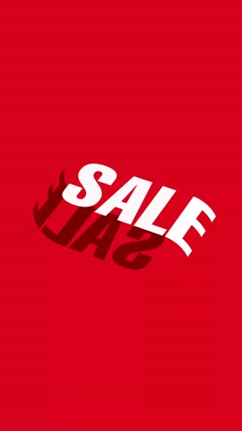 4k Resolution  Vertical Video for Social Media: Sale Concept. White Sale Sign With Shadow Effect Seamless Looped Rotating In The Shape Of Conveyor Belt On Red Background Extreme Closeup