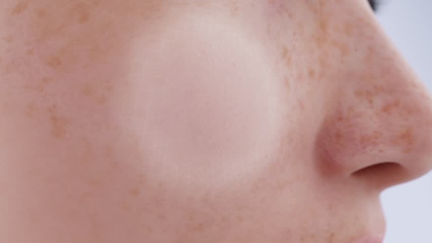 Skin melanin removal, skin cell activation, facial spot removal, skin whitening, laser beauty treatment. Anti-aging and anti-wrinkle, concept skin care beauty solution. Cosmetics ads, 3D rendering.