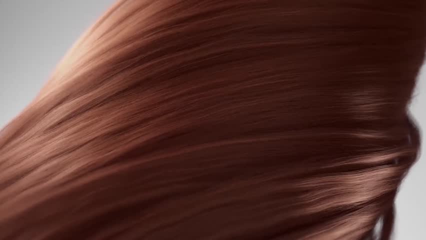 Hair fluttering animation, nourishing and conditioning hair, making hair smooth, shiny and three-dimensional, 3D rendering.