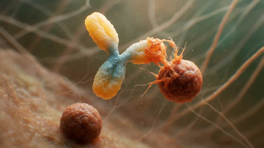 Medical visualization of antibody attacking virus