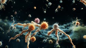 Microscopic organisms interacting, moving and connecting with each other in a dark environment - Powered by Shutterstock - Get 15% off with code: PIKWIZARD15