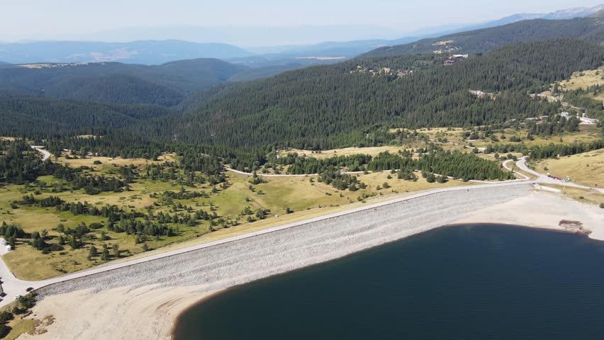 Amazing Aerial view of  Belmeken Dam, Rila mountain, Bulgaria