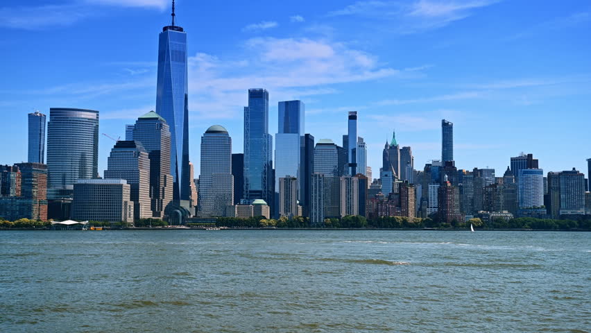 View on the gorgeous Manhattan across the Hudson River. Midtown of New York from Jersey City.