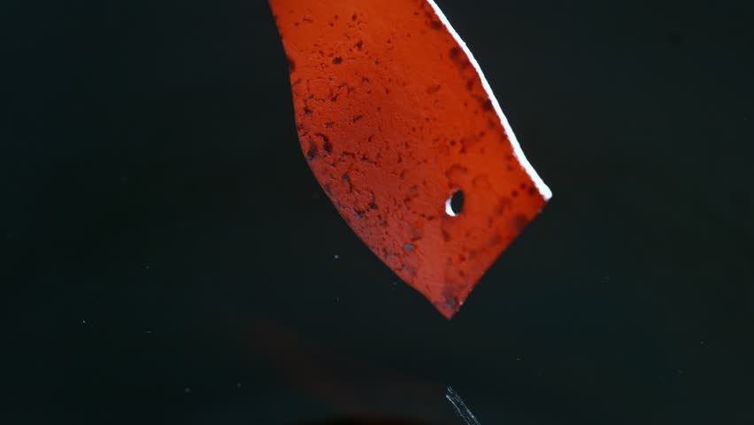Blacksmith puts the red-hot forged metal part into the water . Super slow motion filmed on high speed cinematic camera at 1000 fps