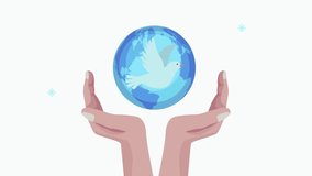 4K animation of hands gently protecting planet Earth with International Peace Day theme, symbolizing unity, harmony, love, and care for humanity. Perfect for awareness, nonprofit, charity, and global  - Powered by Shutterstock - Get 15% off with code: PIKWIZARD15
