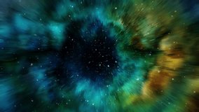 Loop Galaxy star space travel glow green blue yellow nebula stars space travel cloud in deep space abstract sci fi background  . 4K 3D seamless loop Sci-Fi Space flight to glow energy gas dust cloud n - Powered by Shutterstock - Get 15% off with code: PIKWIZARD15