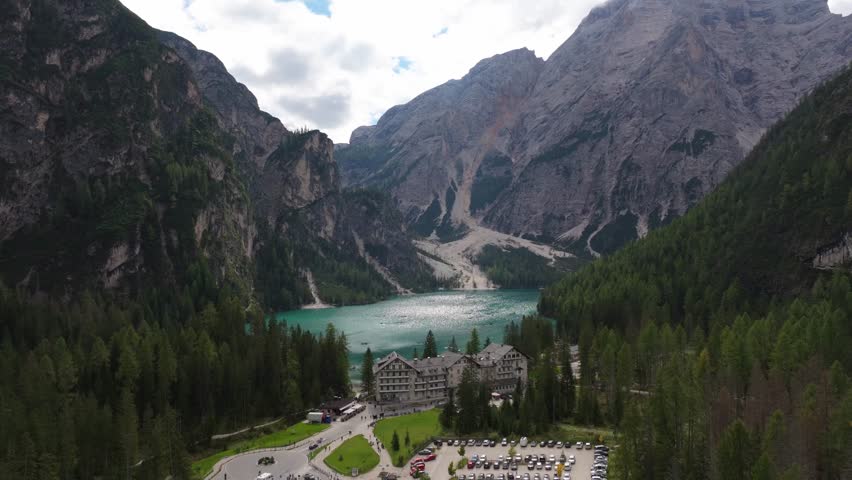 4K Cinematic drone footage at Lago di Braies -Dolomites - Italy_03