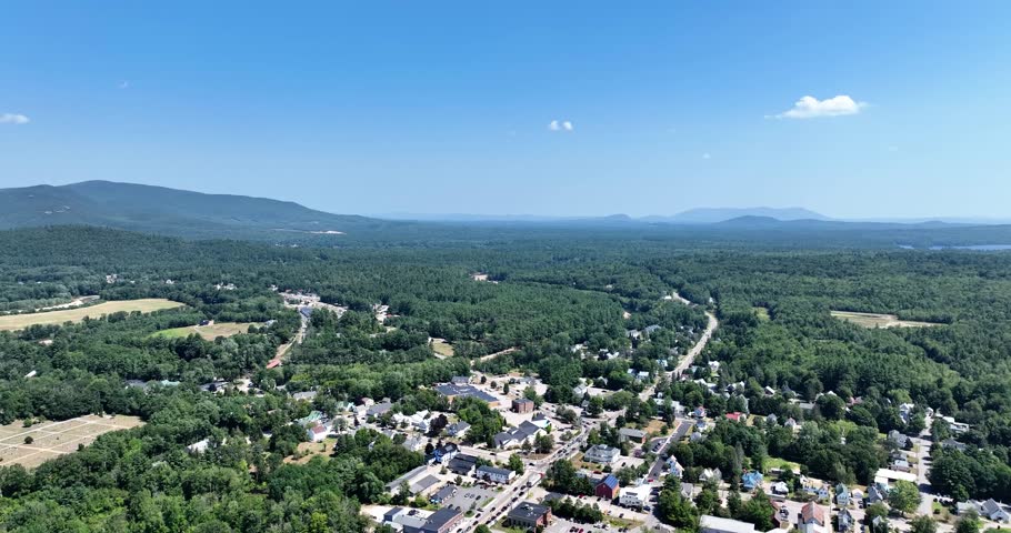 Conway, New Hampshire town on a summer day in the White Mountain National Forest