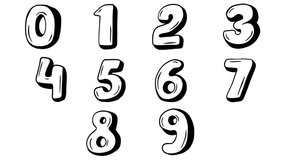 Set of hand draw black numbers in doodle scribble style isolated on white background. 2d cartoon animation mathematical symbol for kid education. - Powered by Shutterstock - Get 15% off with code: PIKWIZARD15