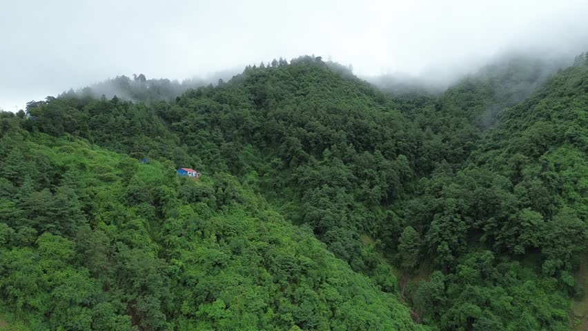 Monsoon Magic Over Lakuri Hill aerial View of Clouds Jungle and Hills in Kathmandu