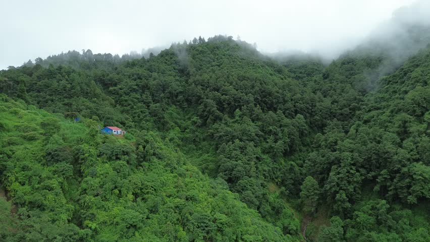 Monsoon Magic Over Lakuri Hill aerial View of Clouds Jungle and Hills in Kathmandu