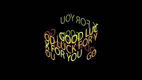 Animated spinning 3D text with positive message "Good Look For You" on black background. Suitable for motivation, positivity, and creative content. - Powered by Shutterstock - Get 15% off with code: PIKWIZARD15