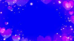 Hearts effects and stars sparkle shining frame design animation on blue background. - Powered by Shutterstock - Get 15% off with code: PIKWIZARD15