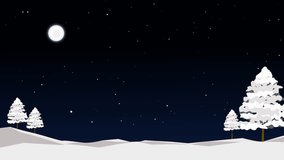 Animation snow falling over moon and pine trees in winter landscape. Night vibes copy space - Powered by Shutterstock - Get 15% off with code: PIKWIZARD15
