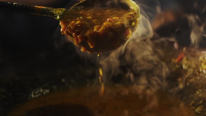 Hot Yellow dal. Cooking lentil for dinner.

