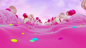 A magical Wonka-inspired landscape with soft pink sand, delicious pink ice cream, and colorful lollipops. A dreamy candy wonderland perfect for kids, holidays, fantasy art, and imaginative design . - Powered by Shutterstock - Get 15% off with code: PIKWIZARD15