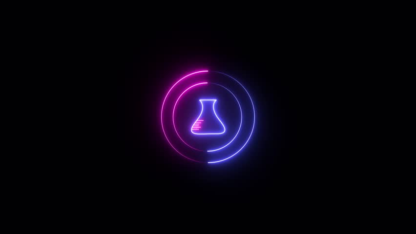 Abstract neon flask is a fundamental piece of laboratory glassware used in chemical experiments and scientific research. Animation 4k videos 