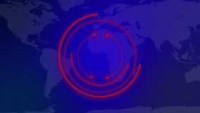 Futuristic Global Network Interface H U D with Red Circular Scanner Over World Map Background - Powered by Shutterstock - Get 15% off with code: PIKWIZARD15