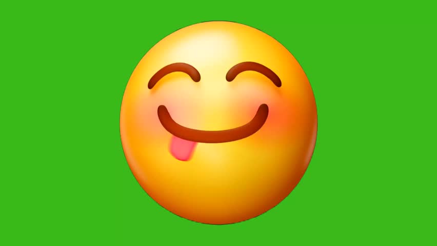 Animated savoring emoji on green screen. Seamless loop. Perfect for food reviews, delicious moments, or any project needing a touch of yummy satisfaction