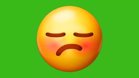 Animated pensive emoji with worried expression on green screen. Seamless loop. Perfect for thought, concern, or any project needing a touch of sadness - Powered by Shutterstock - Get 15% off with code: PIKWIZARD15