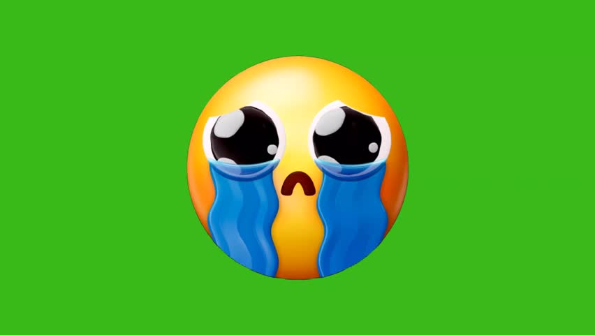Animated crying emoji on green screen. Seamless loop. Perfect for sadness, grief, or any project needing a touch of sorrow