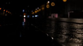 Wet pavement reflecting city lights at night. Luminous city lights reflecting on glistening wet pavement, casting shimmering shadows and creating moody atmospheric urban nightscape - Powered by Shutterstock - Get 15% off with code: PIKWIZARD15