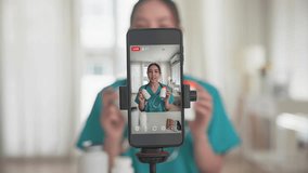 Asia woman people anti aging expert modern health care vlogger live advice talk selfie video mobile phone camera. Online retail diet weight loss digital virtual asian filming vitamin c pill drug store - Powered by Shutterstock - Get 15% off with code: PIKWIZARD15