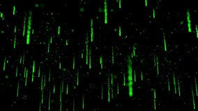 Abstract green particles rain down like digital matrix code or meteor shower on black background. Technology or sci-fi concept, seamless loop, vfx, motion graphic - Powered by Shutterstock - Get 15% off with code: PIKWIZARD15
