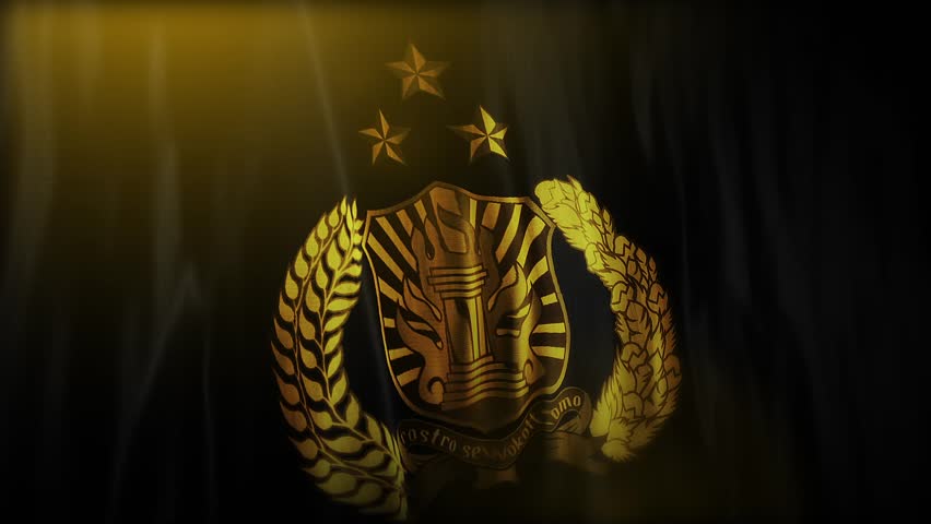 Tribrata flag animation. Flag design with black background and Indonesian police Tribrata logo