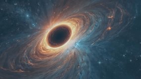 This image shows a black hole surrounded by a very hot and bright accretion disk. This disk is composed of gas, dust, and other material that rotates at high speeds before being pulled into the black  - Powered by Shutterstock - Get 15% off with code: PIKWIZARD15