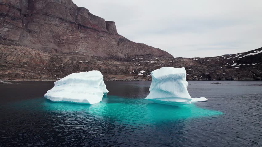 Drone View of a Giant Melting Iceberg in Uummannaq Greenland, Global Warming Problems