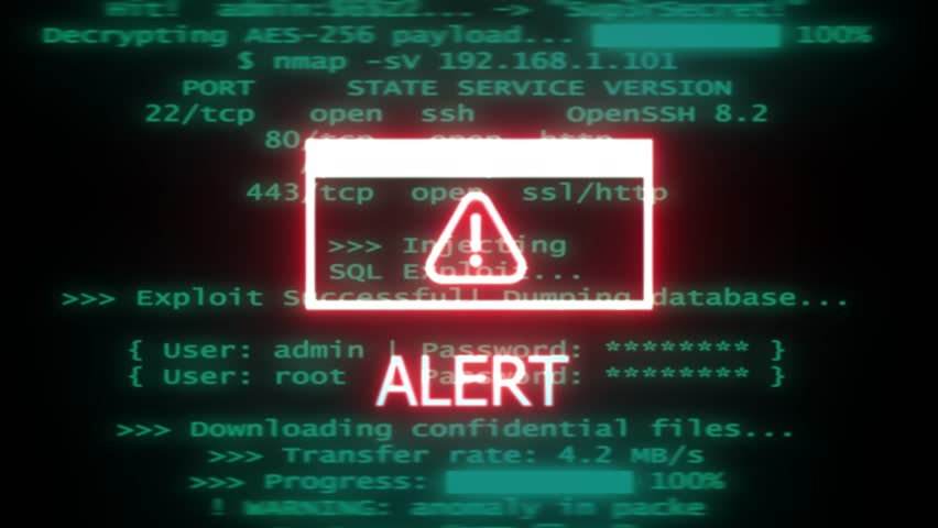 Cyber Infiltration Loading Interface: Digital Virus Attack Animation, Terminal Hack Screen, Data Breach Progress, Firewall Exploit Visual